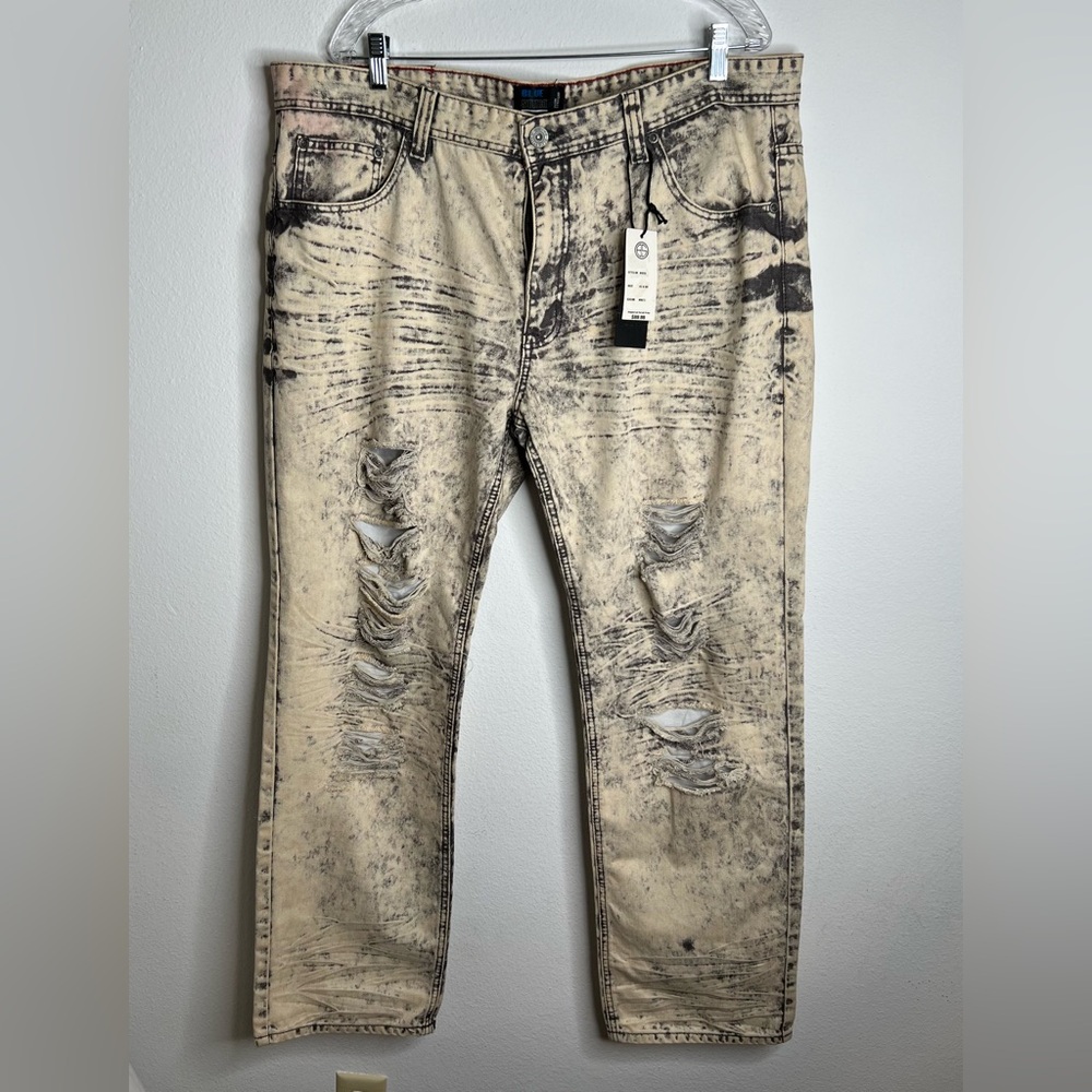 Blue Stitch  Men’s Jeans Khaki & Black  Size 42 X 33 New